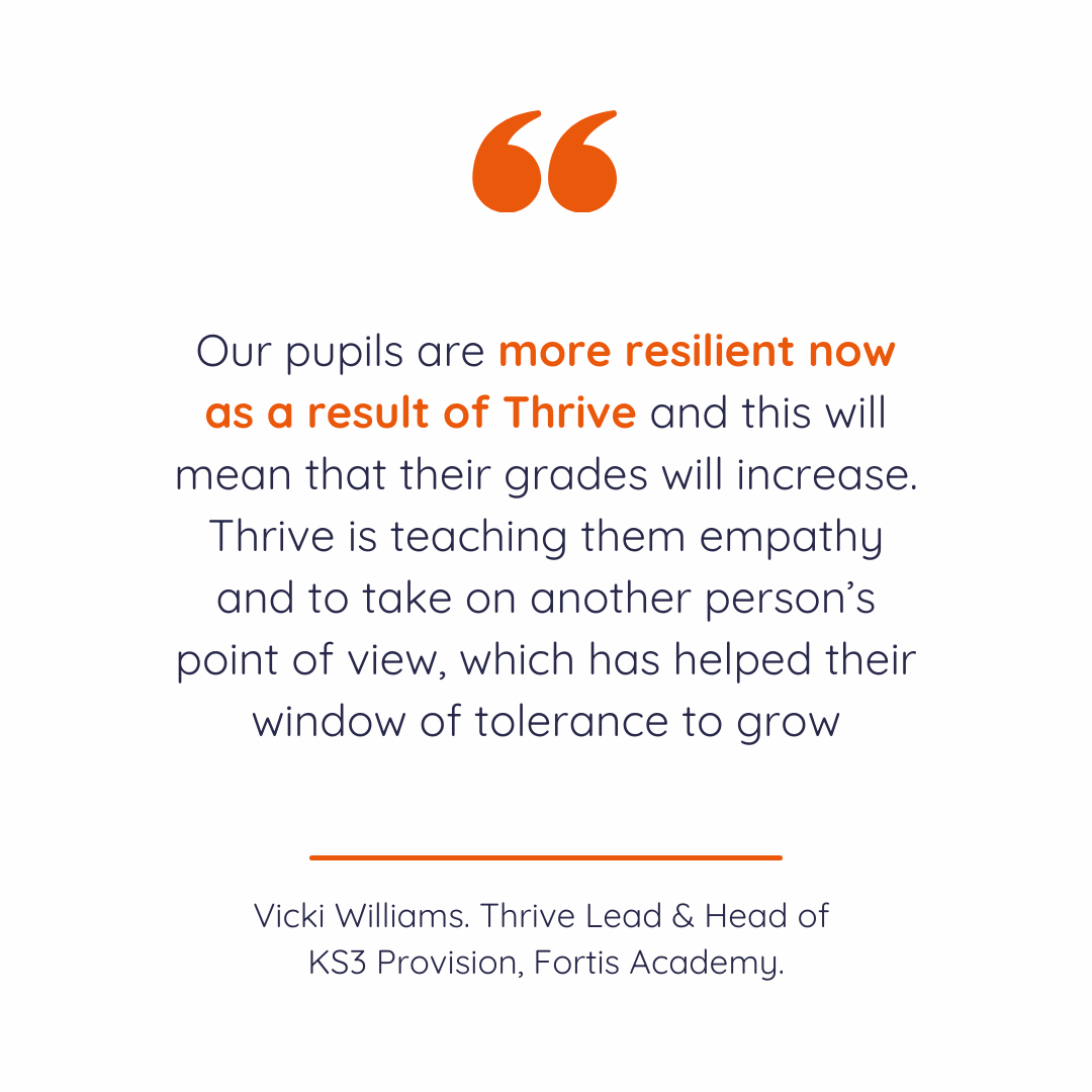 Quote from Vicki Williams, Thrive Lead at Fortis Academy